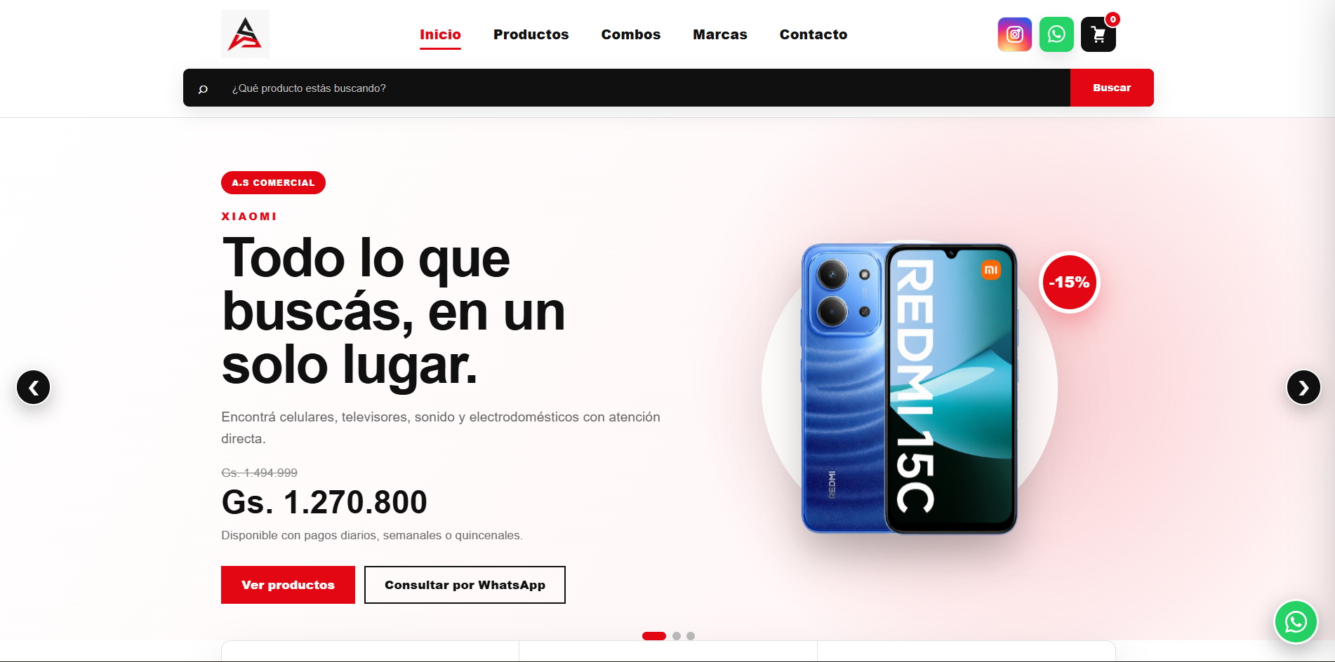 E-commerce de A.S Comercial desarrollado por Growth Agency