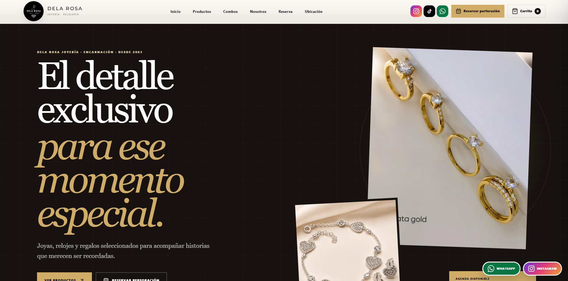 Web de Dela Rosa Joyería desarrollada por Growth Agency